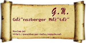 Günszberger Máté névjegykártya